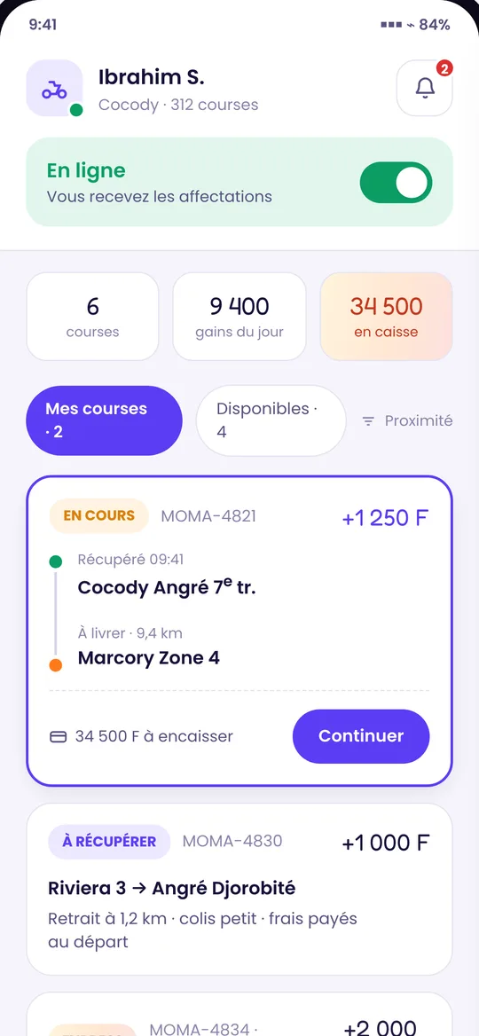 Boîte de courses du livreur, avec interrupteur en ligne